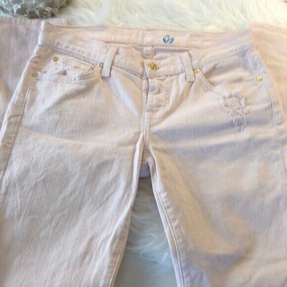 7 for all Mankind pink Cigarette Distressed Destroyed slim Slimming Size 26 - Picture 4 of 6